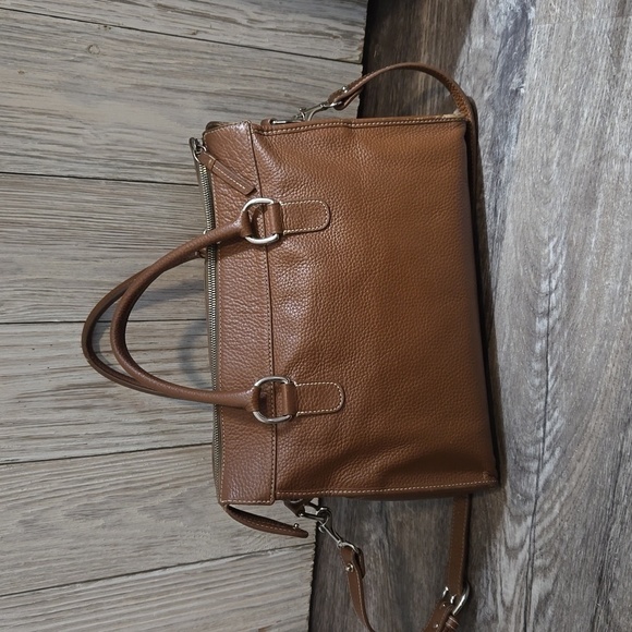 Vintage Dooney and Bourke Chestnut Double Pocket Satchel/Tote - Picture 4 of 11